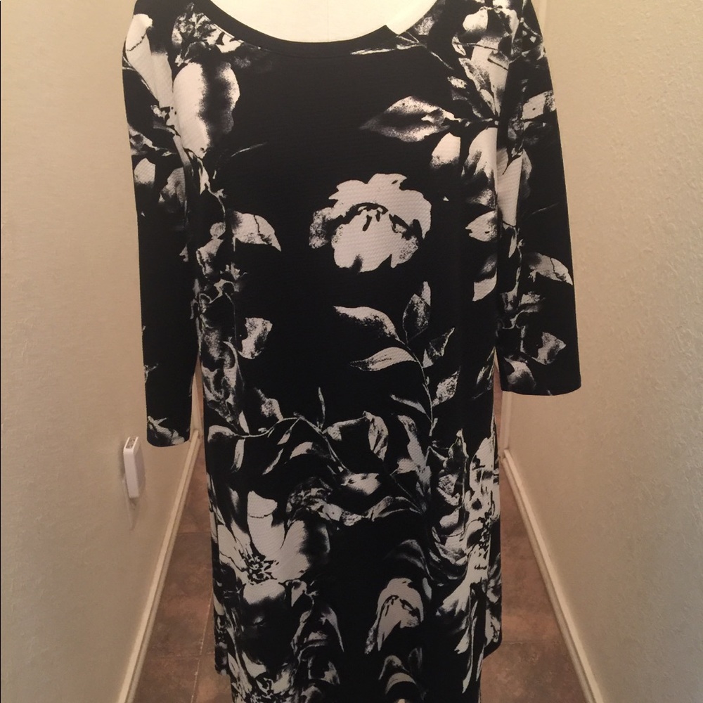 Dress , Black/Cream Size 3X Polyester Spandex